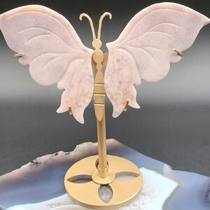Pink Amethyst Flowe Agate Butterfly Wings 🦋 with Stand🦋